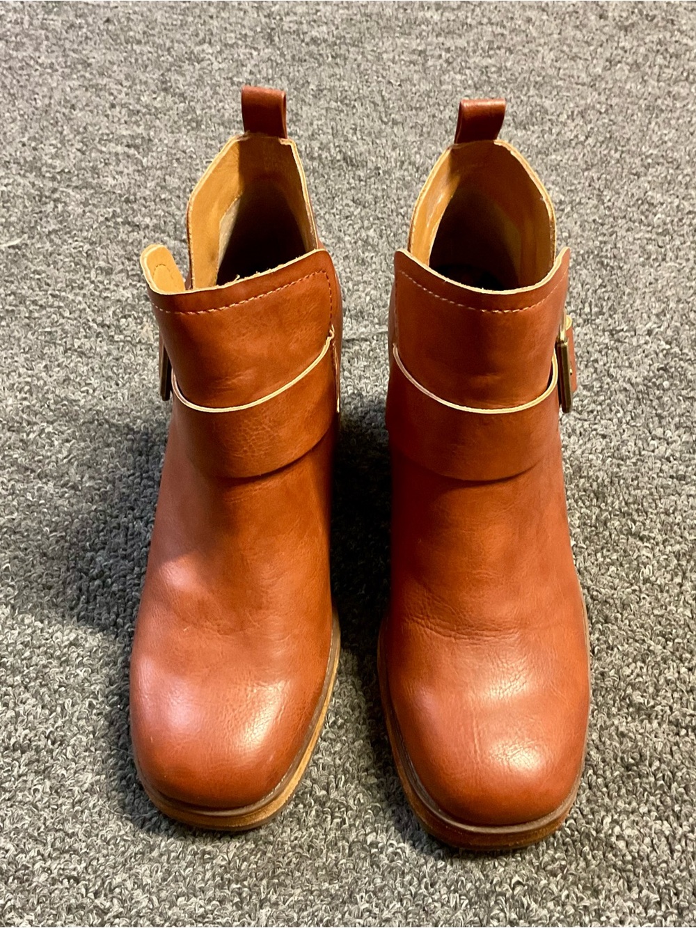 Kork-Ease Women's Cognac Brown Leather Heeled Ankle Boots - Picture 2 of 11